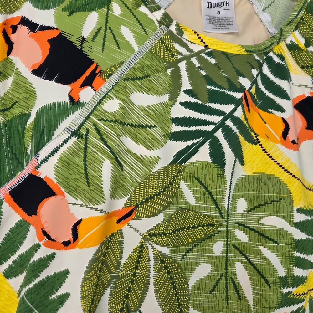 Duluth Trading Co Women Size 8 Suit Up Swim Top Tankini Toucan Tropical Print - Picture 4 of 13